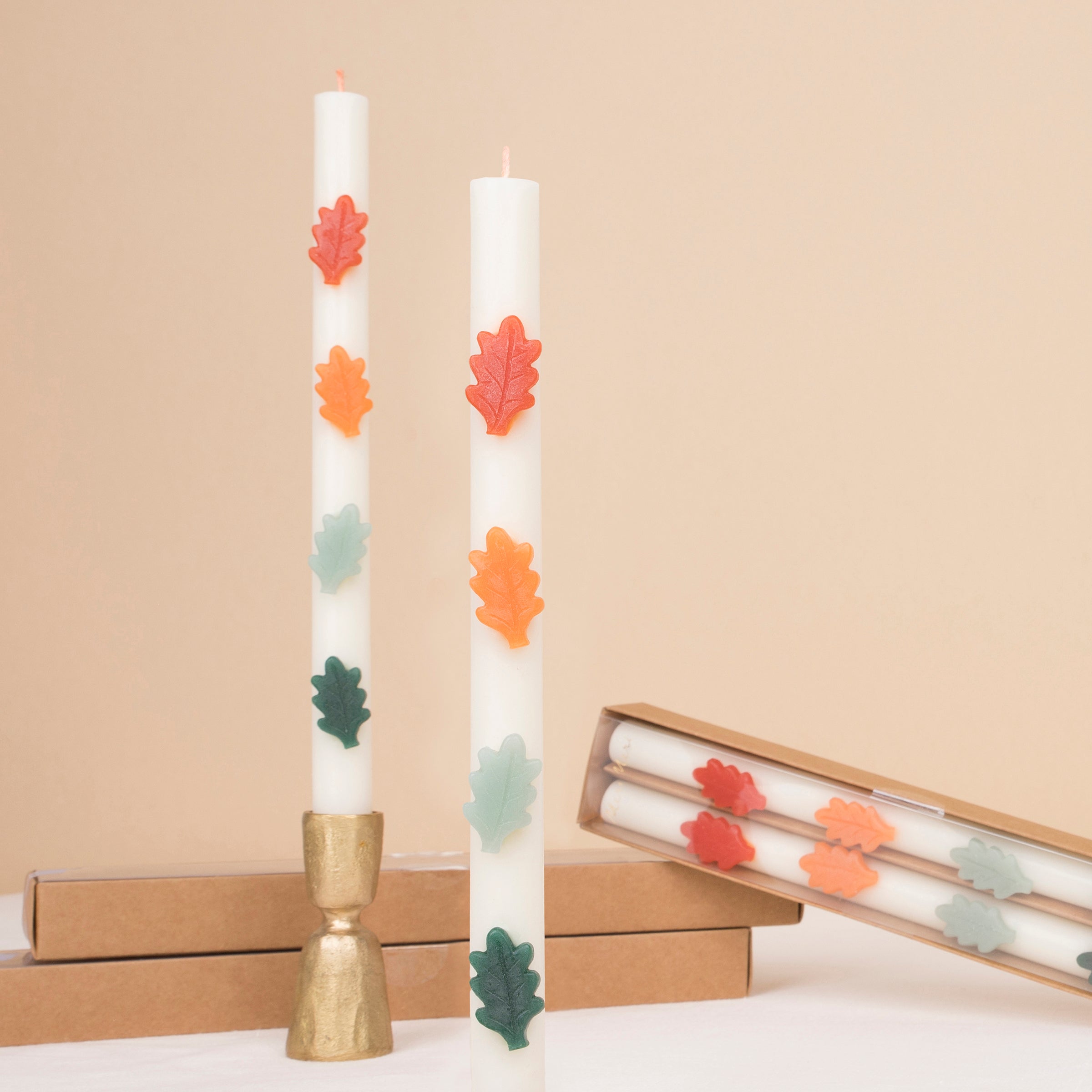 Leaf Table Candles, Set of 2